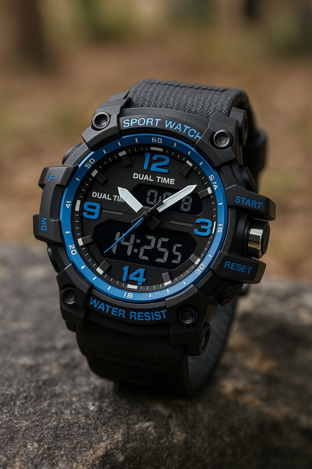 Orologio Sportivo Tattico Dual-Time – Analogico + Digitale, Impermeabile 50 m, Resistente agli Urti